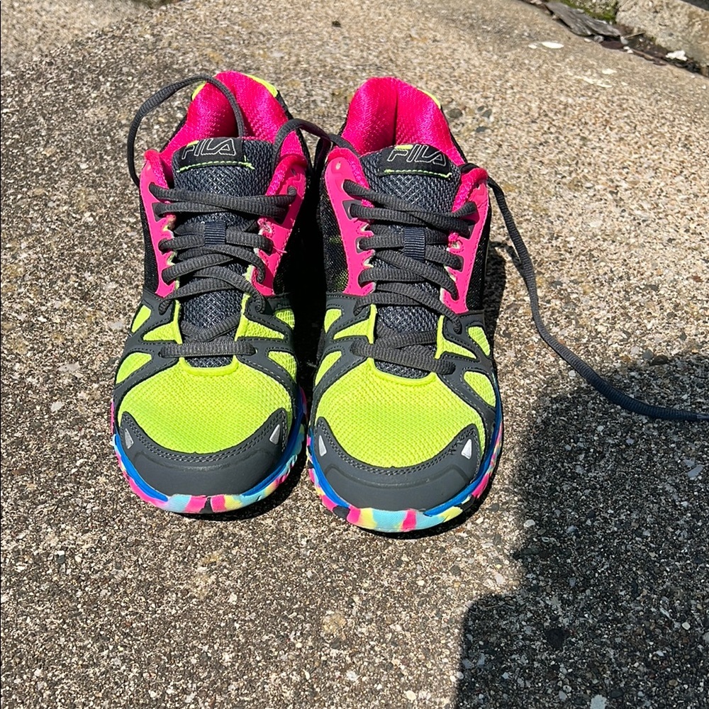 Fila Pink and Yellow Sneakers with Mesh Uppers